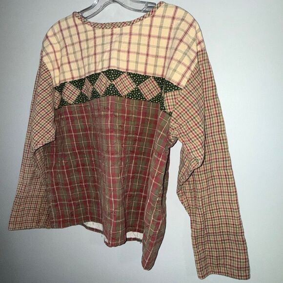 Vintage Handmade Quilted Patchwork Pullover Top Cottagecore Folk Art L - Picture 3 of 12